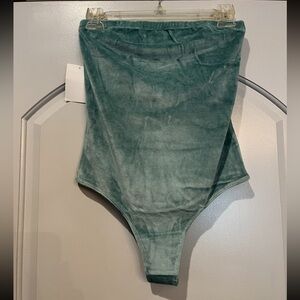 American Apparel light teal Green Velvet strapless bodysuit. New!